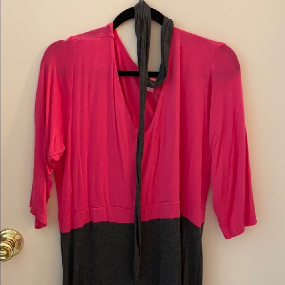 Pink and grey 3/4 length sleeve maxi